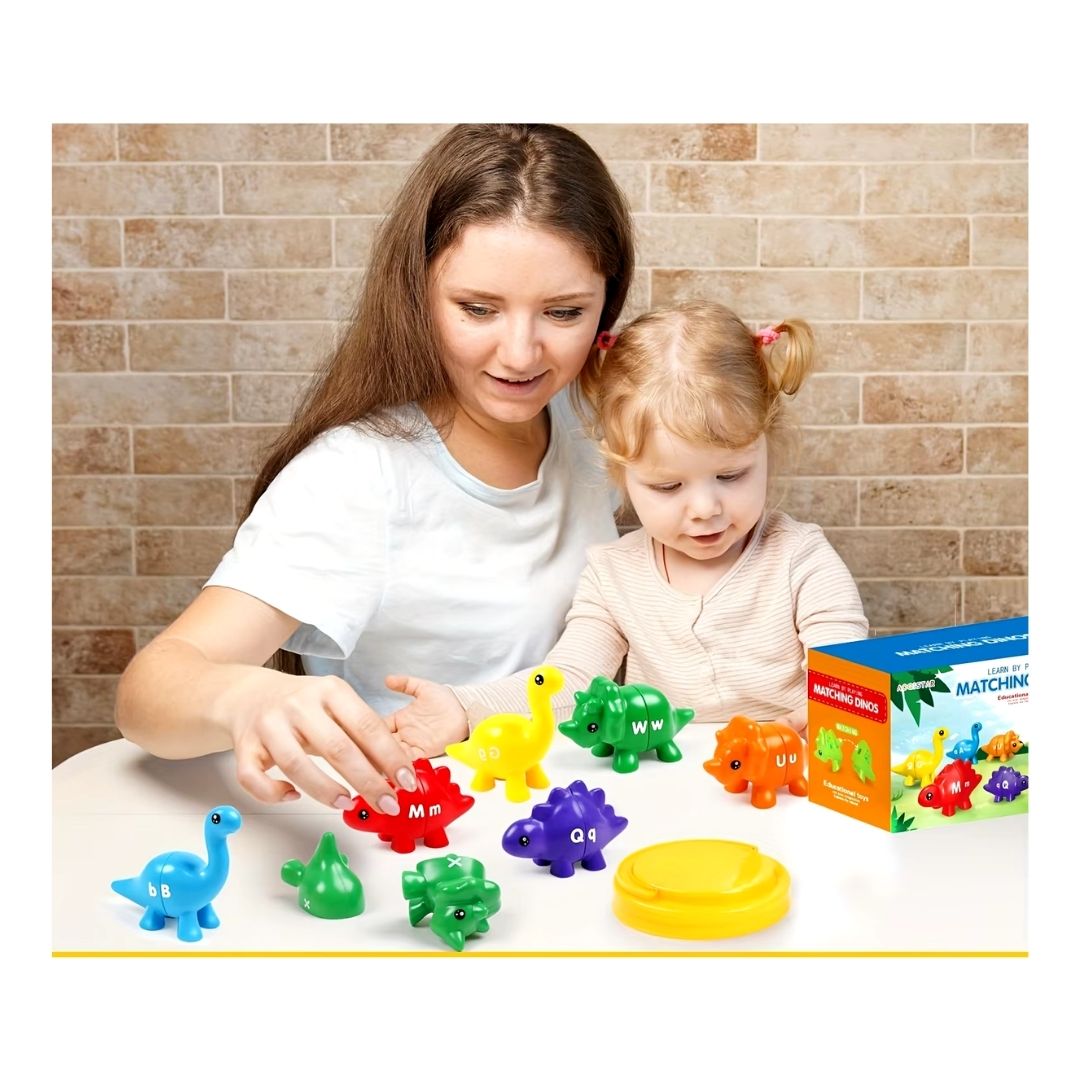 JUEGO DE ENCAJE DINOSAURIOS COLORES Y LE