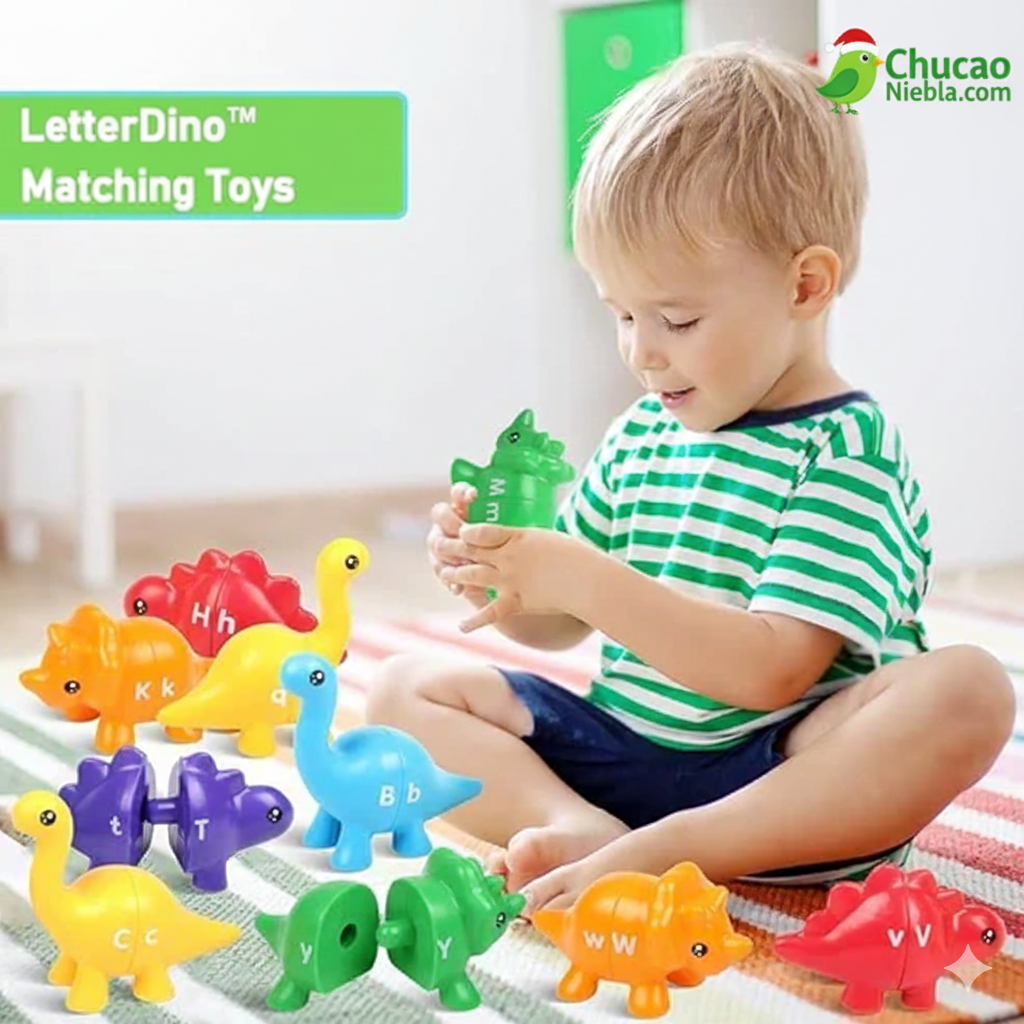 JUEGO DE ENCAJE DINOSAURIOS COLORES Y LE